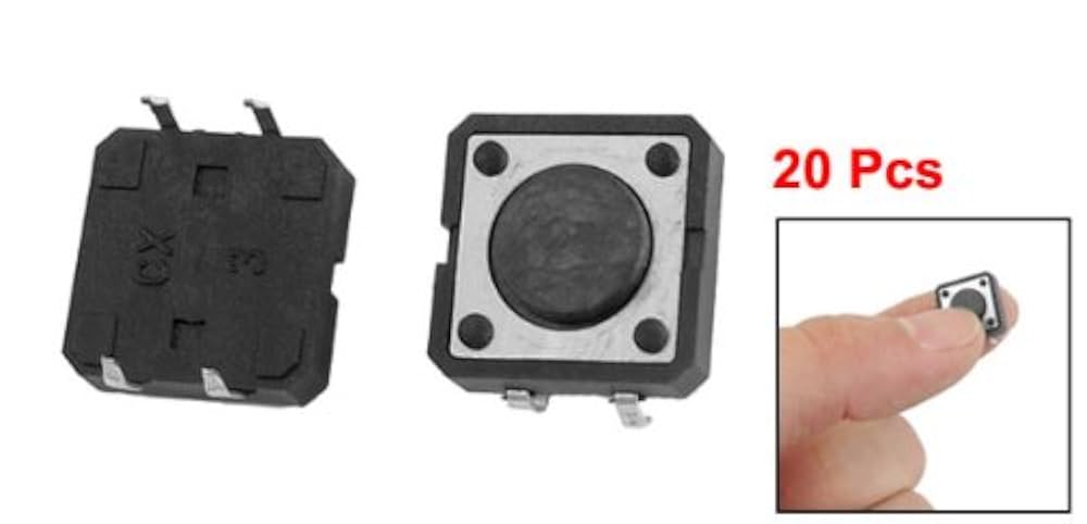 Amazon | uxcell タクトスイッチ モーメンタリ 20個 12x12x4